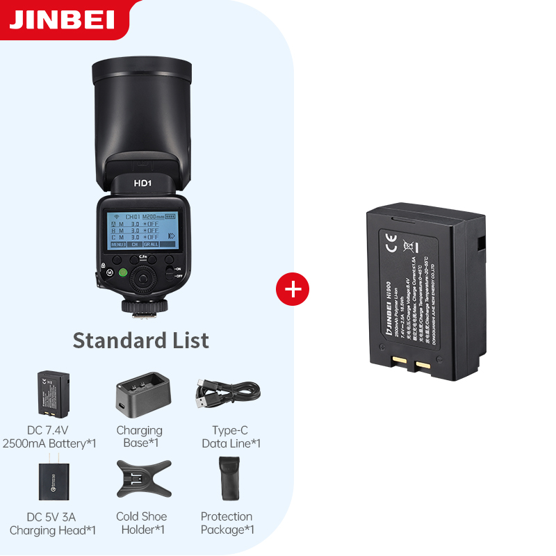 Photography Camera - ชุดไฟแฟลชกล้องถ่ายภาพกลางแจ้ง JINBEI HD-1 หัวกลม HSS Speedlite
