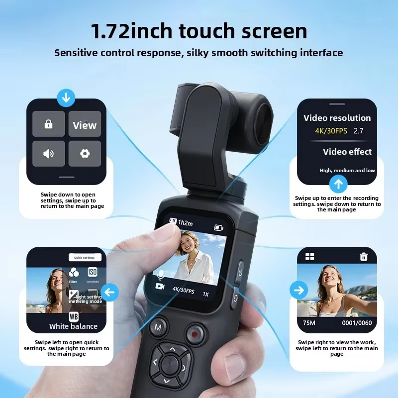 Photography Zooming - กล้องถ่ายทอดสด 4K กล้องพกพา หน้าจอสัมผัส 1.72 นิ้ว