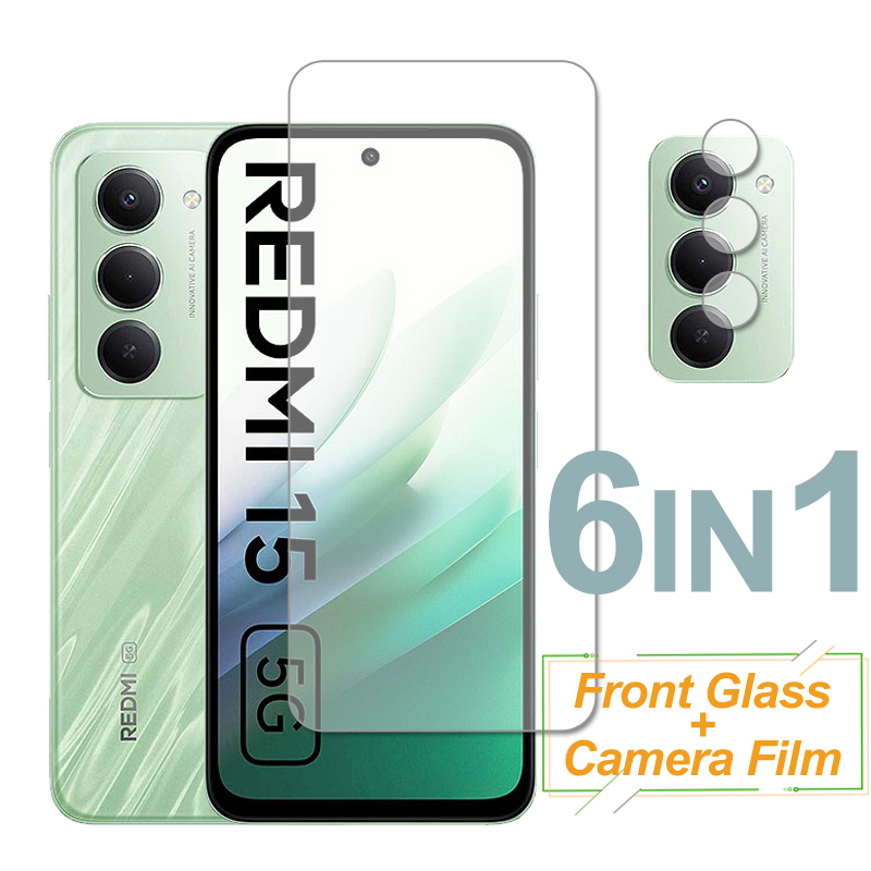 Photography Xiaomi 15 - สำหรับเสี่ยวมี่ เรดมี่ 15 แก้วเรดมี่ 15 ป้องกันหน้าจอป้องกันกระจกนิรภัยโทรศัพท์เลนส์กล้องด้านหลังฟิล์มสำหรับเสี่ยวมี่