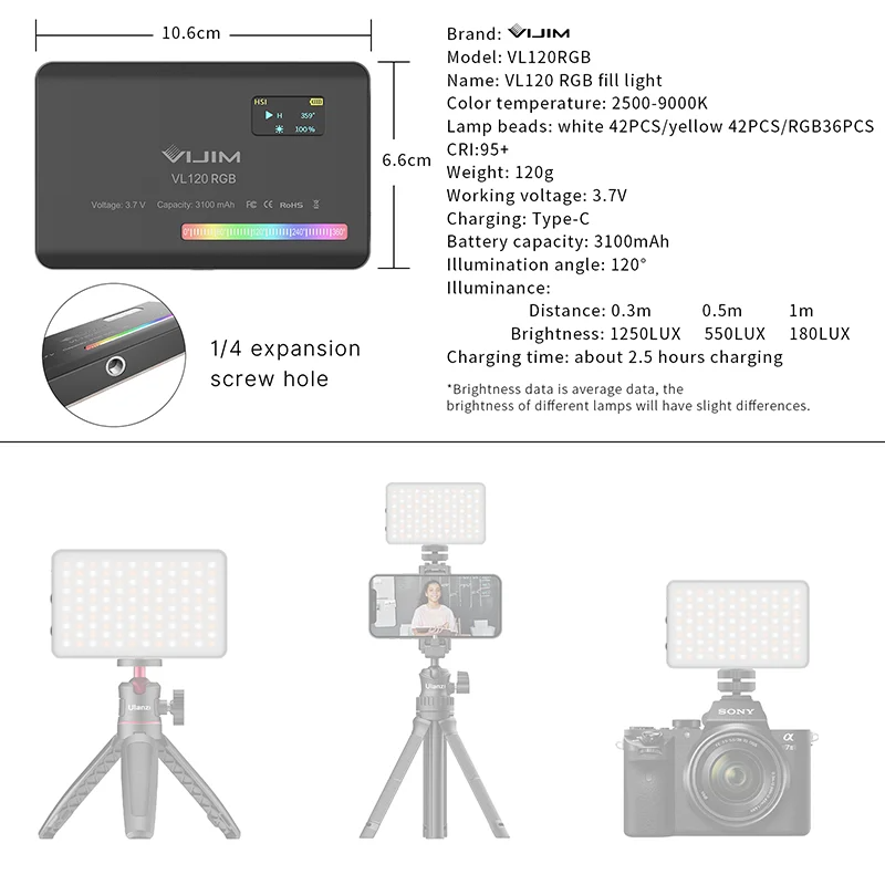 ไฟเติมพกพา RGB รุ่น New120 ปี  - Photography Camera บทวิจารณ์และราคา