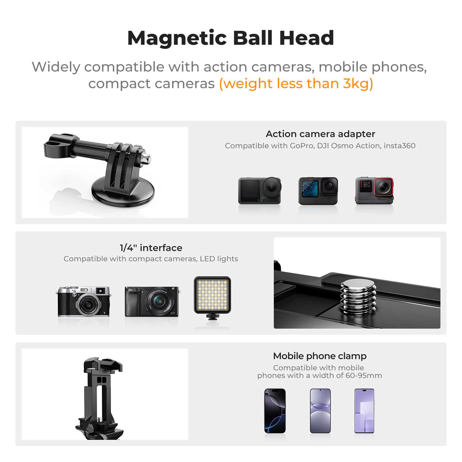 K&F CONCEPT แท่นยึดกล้องแม่เหล - Gopro Action Camera Hero 11 Black บทวิจารณ์และราคา