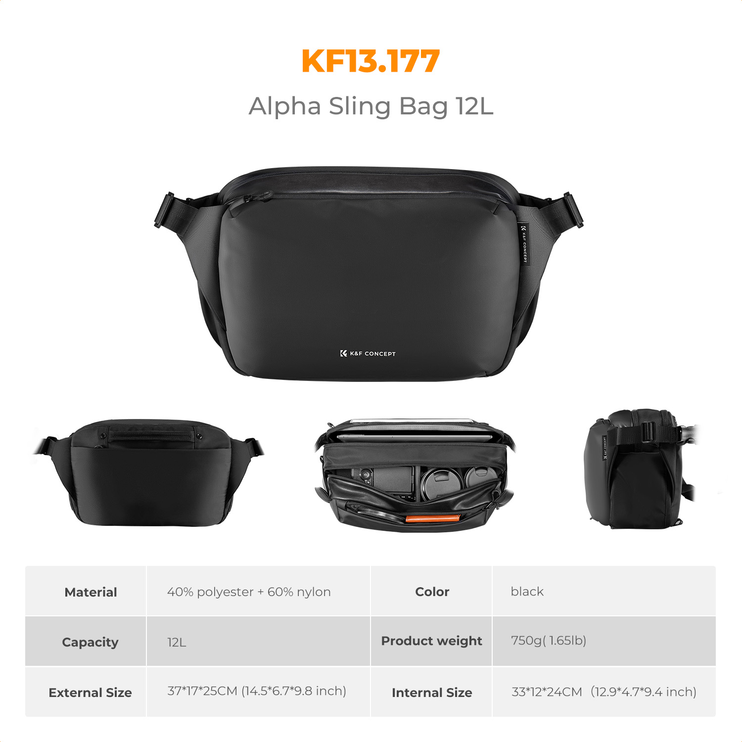 K&F CONCEPT 12L/10L กระเป๋ากล้ - Photography Camera บทวิจารณ์และราคา